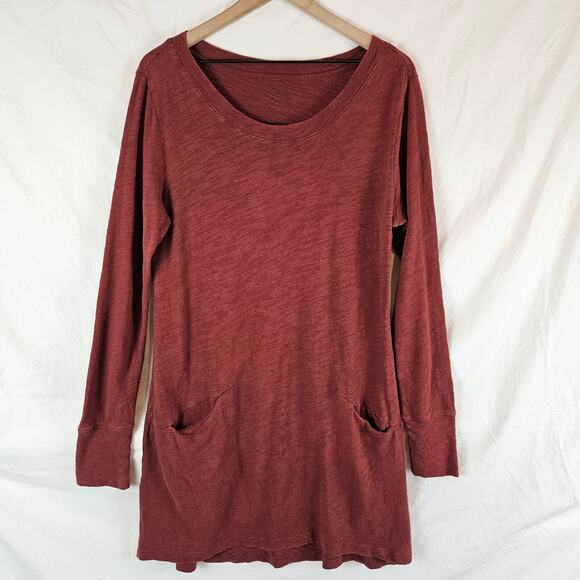 Peruvian Connection Cotton Rust red‎ orange long-sleeved dress, size M - Picture 1 of 4